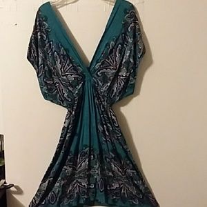 Rue 21 Beautiful teal, deep plunge dress sz s/m